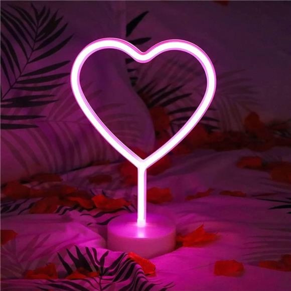 2 Pack Neon Heart Light LED Neon Signs Night Light Room Decor Heart Shaped Light - Picture 6 of 7